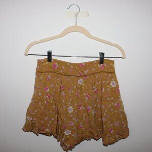 Chelsea & Theodore Gold Mini Skater Skirt with Ruffled Tiers